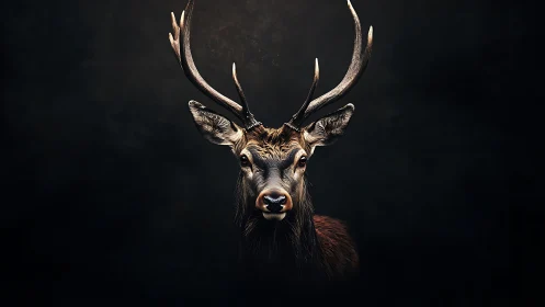 Noble stag gazes calmly forward in warm dramatic light