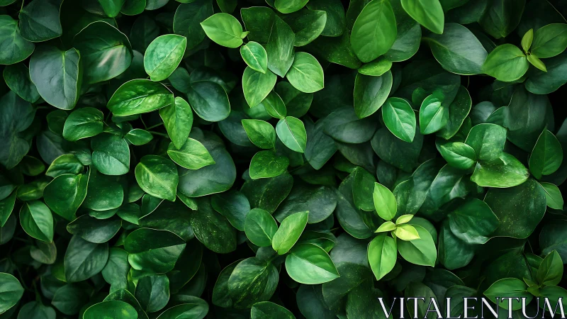 Dense green foliage forms lush overlapping leaf pattern