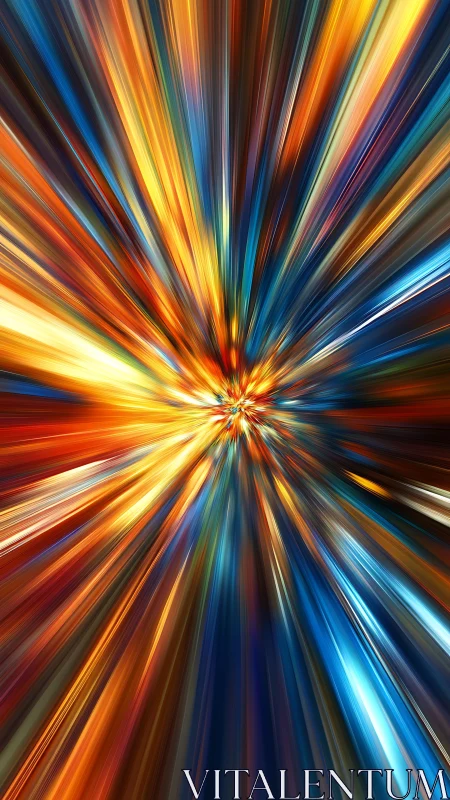 Radial streak composition shows converging multicolor lines