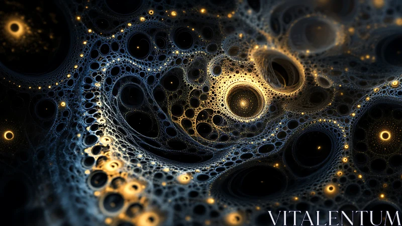 Parametric fractal voids with luminous golden singularity cores
