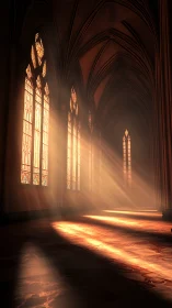 Golden sunlight streams through towering cathedral arches.