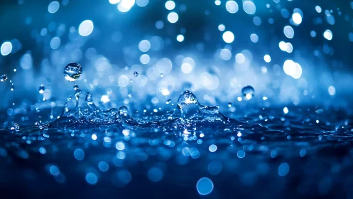 Macro photograph records suspended water droplets in motion