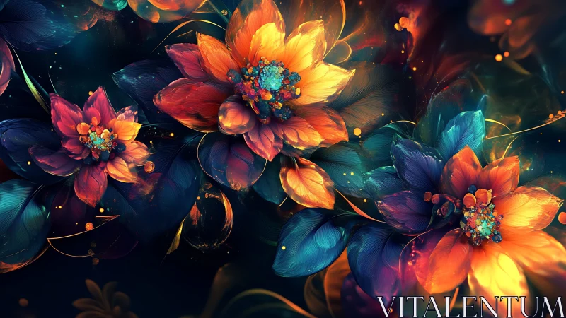 Nebula Petals Blooming in Electric Midnight Gardens.