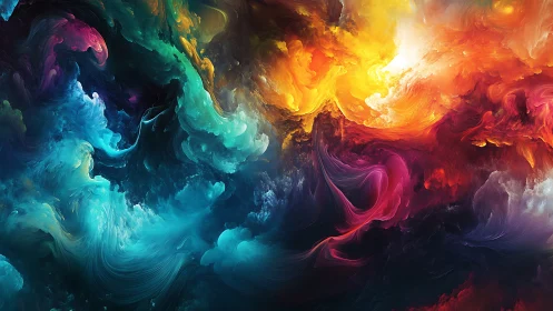 Bipolar nebular vortex with turbulent cyan and magenta fireclouds