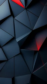 Faceted dark geometric panels with red accent illumination planes