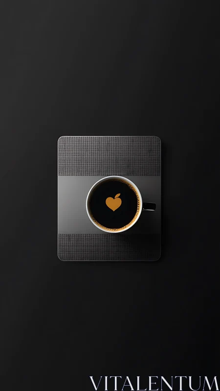 Warmth in Darkness: Coffee Cup with Heart Symbol