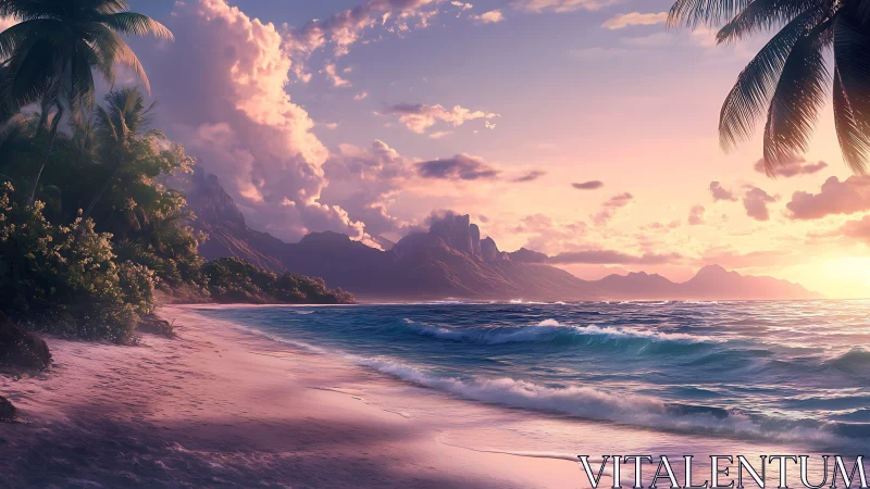 Tropical Sunset Over Paradise Beach.