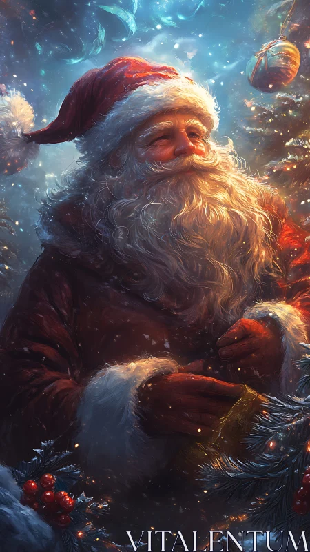 Santa figure rendered in detailed winter holiday setting