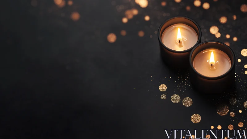 Cozy candlelight glow with soft golden festive sparkles.