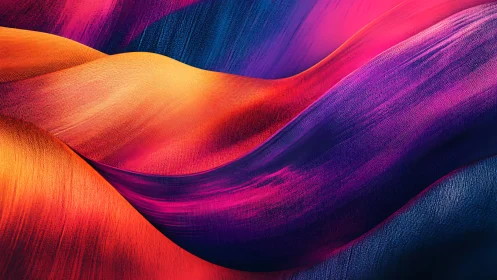 Chromatic fabric waves form layered neon abstract landscape