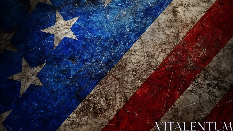 Distressed diagonal close-up of United States flag texture.