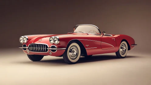 Classic red roadster gleams under soft studio lighting.