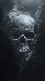 Whispering smoke skull drifting through midnight gloom.