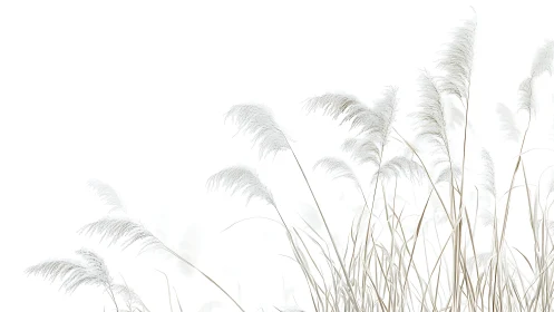 Delicate Pampas Grass in Minimalist High Key Botanical Style.