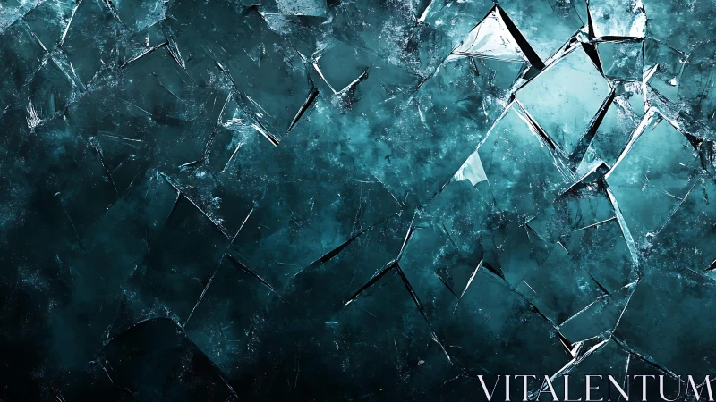Abstract shattered glass texture with cool blue tones and dramatic lighting.