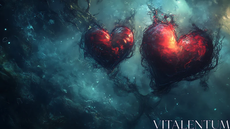Dual Glowing Hearts Emerging from Cosmic Dimensional Rift