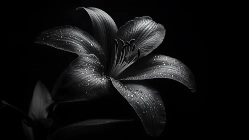 Nocturnal Bloom: Lily in Liquid Shadow.