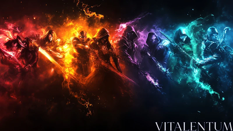 Elemental warriors ignite a fiery and icy cosmic battlefield