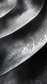 Curved perforated metal surfaces form layered gradient bands