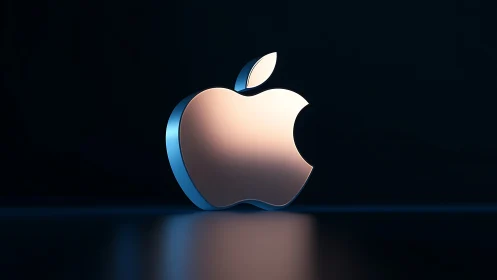 Luminous apple silhouette floats coolly in cinematic dusk glow