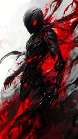 Shadow entity emerges from crimson vortex of liquid energy.