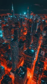 Neon-lit skyscraper maze glowing through the midnight hush.