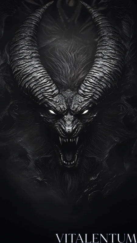 Midnight horned revenant howls from the charcoal void