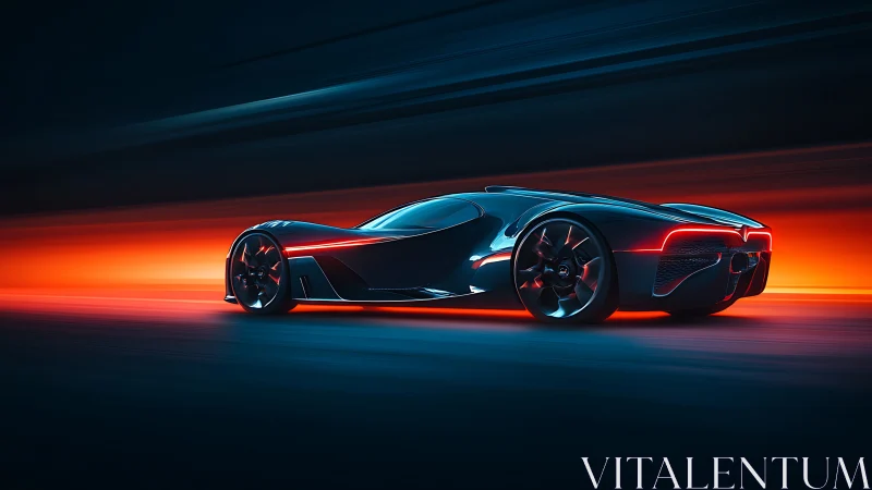 Neon hypercar streaks through a midnight inferno of speed.