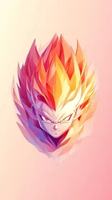 Fiery anime warrior portrait glowing with bold energy.