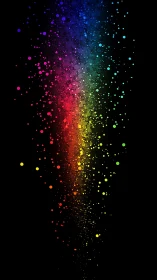 Colorful cascade of glowing rainbow dots brightens space