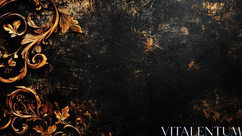 Ornate golden flourishes frame a dark textured backdrop.
