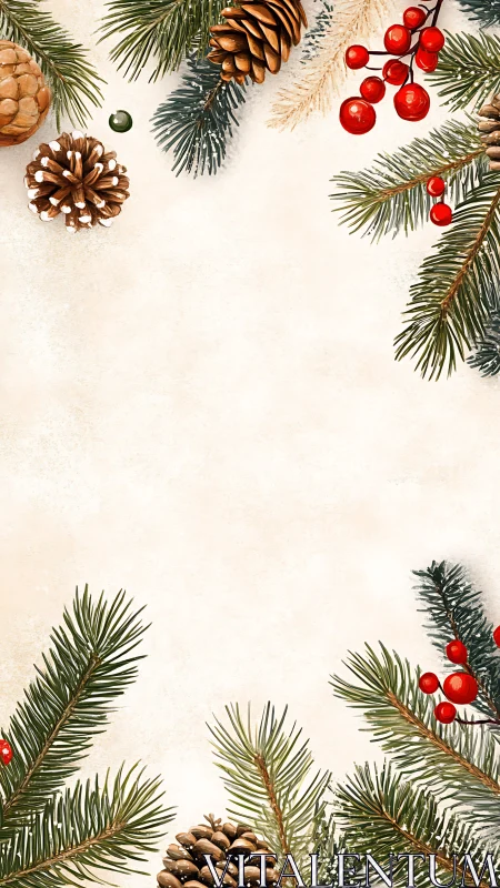 Christmas pine branches frame surround blank winter background
