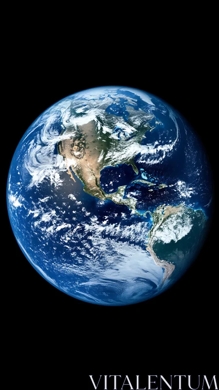 Earth from orbit with North America in crisp satellite view.