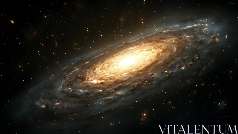 Starlit spiral galaxy blazing with molten cosmic starlight.