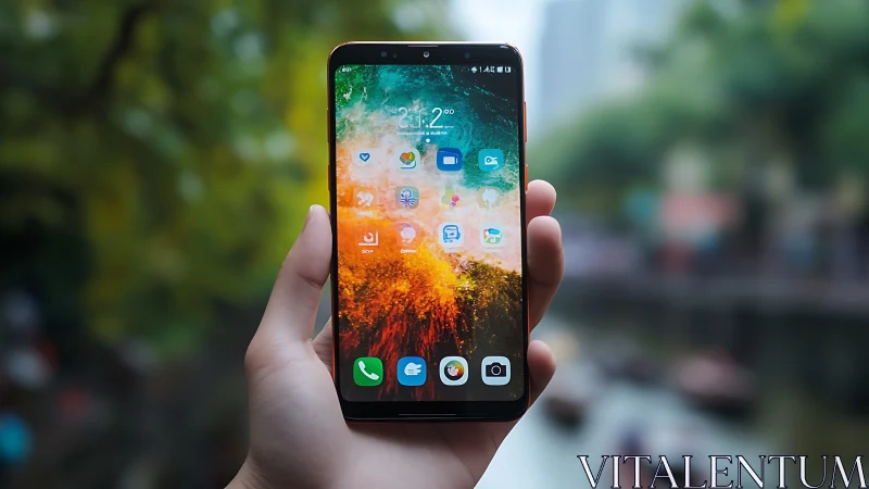 Smartphone in Nature's Glow: Colors Come Alive.