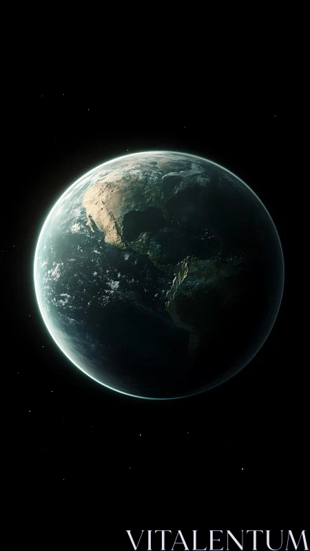 Gentle sunrise over Earth floating in quiet deep space.