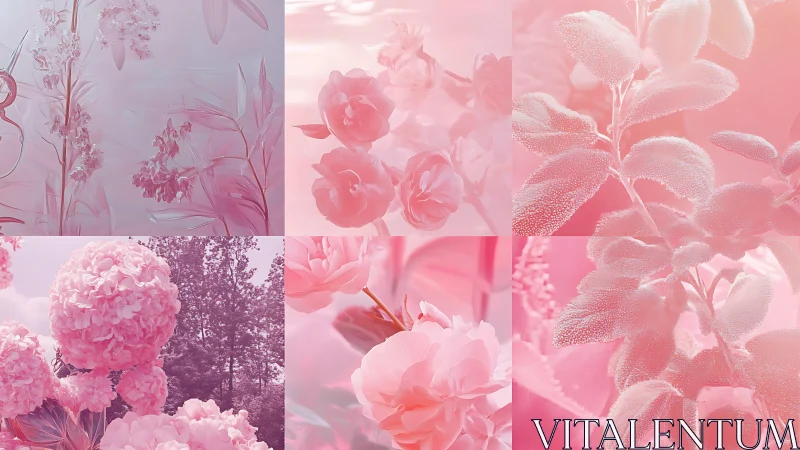 Pink Floral Harmony Grid. Botanical Beauty Spectrum.