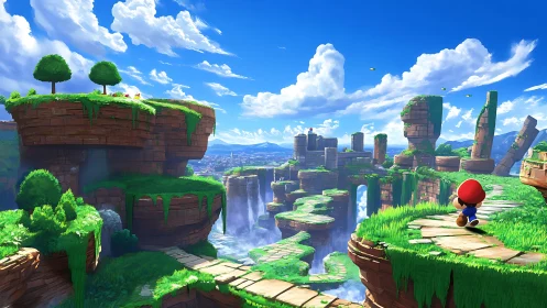 A Brave Explorer's Journey Through Floating Brick Worlds