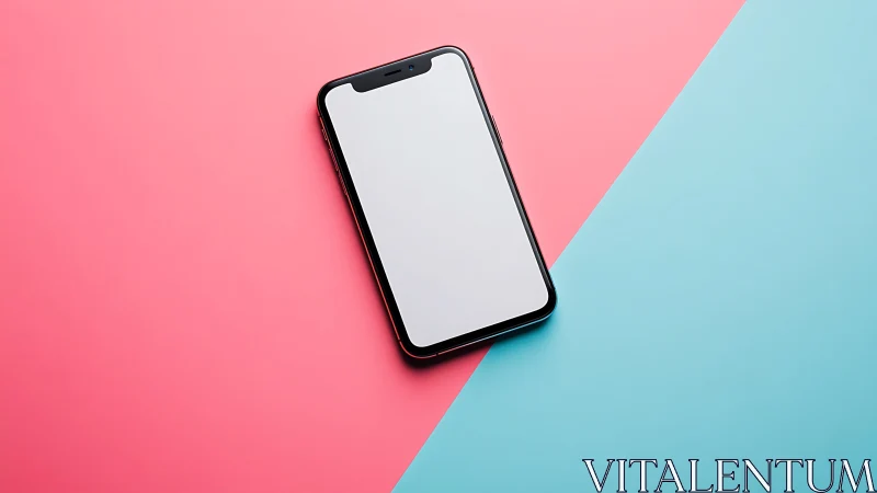 Black Smartphone on Color-Split Background with Notch Display.