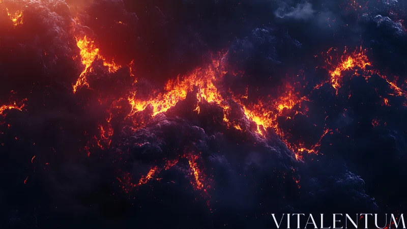 Cosmic Inferno Engulfing Planetary Terrain.