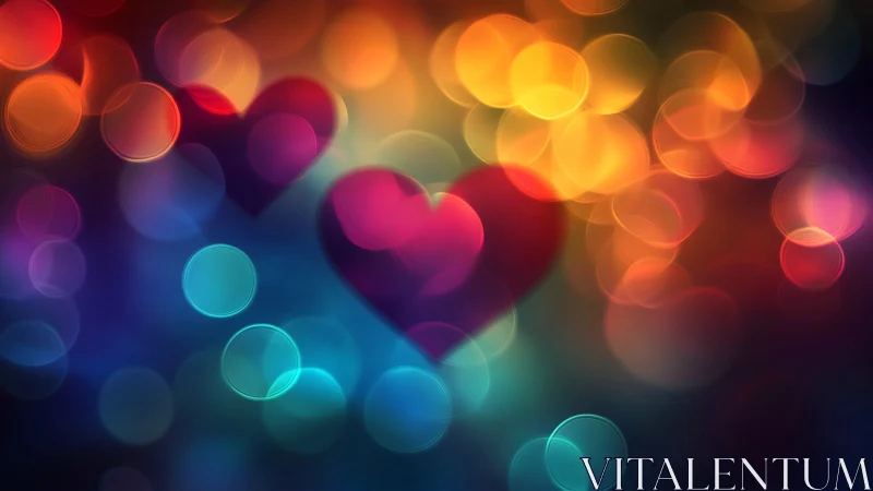 Blurred Hearts Bokeh with Warm and Cool Color Spectrum.