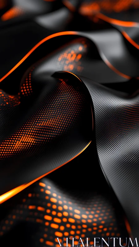 Luminous black waves with orange tech mesh highlights.