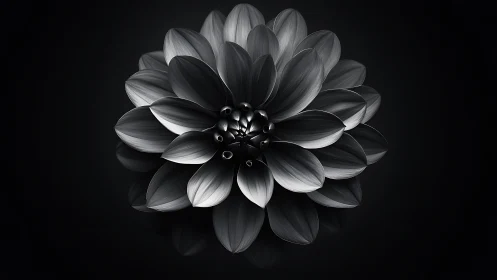 Monochrome Dahlia Bloom with Sculptural Petal Dimensionality.