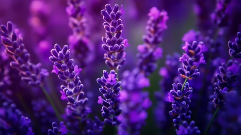 Purple Lavender Flowers in Close Focus with Blurred Background