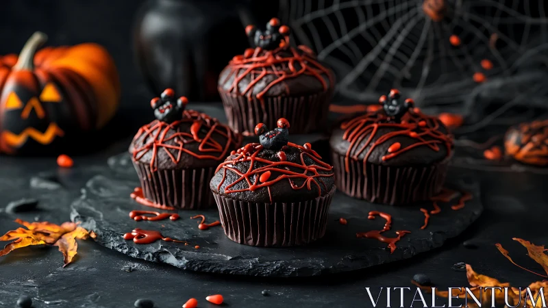 Halloween Chocolate Cupcakes With Spider Web Frosting