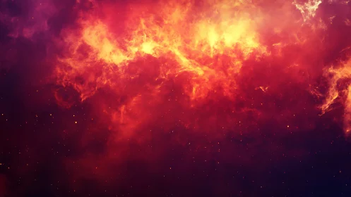 Nebula-like cosmic cloud with dense orange and red glow