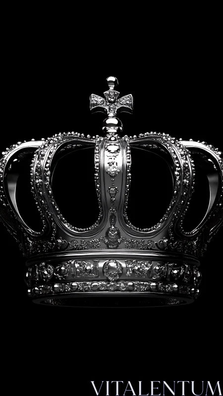 Gleaming royal crown rendered in dramatic monochrome detail.