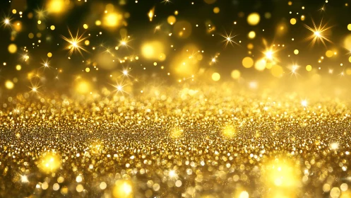 Golden glitter lights shimmer across a festive horizon.