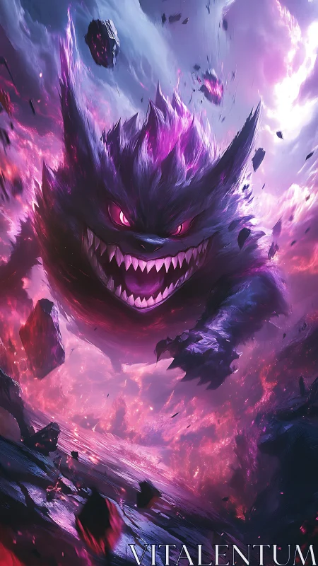 Cosmic shadow beast racing through a storm of starlight.