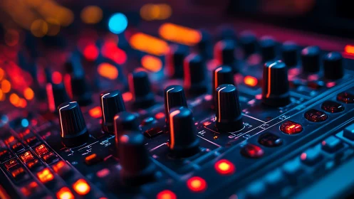 Neon soundboard skyline glowing with pulsing synth control.